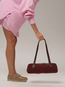 Замшевая сумка багет Deboro 31129 зимняя вишня