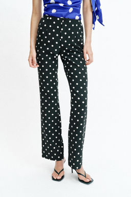 PANTAL?N FLARE LUNARES / Negro / Crudo - Zara фото 2