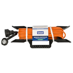 UG /UCK-1N/2x0,75/20M/F IP44 ORANGE Удлинитель силовой на рамке, б/з, 1гнездо, 20м (ПВС 2х0,75), 6A. Оранжевый. TМ Uniel