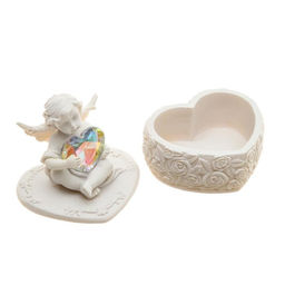 Фигурка - шкатулка для украшений Белоснежный ангел с переливающимся сердцем, 8?6.5?5.4 см