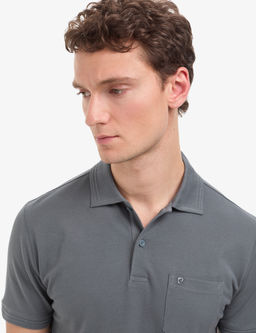 Antrasit Regular Fit %100 Pamuk Cepli K_vr_lmaz D__meli Polo Yaka Basic Ti__rt