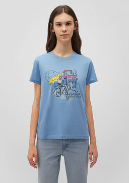 Bisiklet Bask?l? Mavi Tisort  фото 3