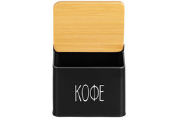 Емкость для хранения 1,5 л 14*11*11 см Кофе с откидной бамбуковой крышкой, черная - Elan gallery фото 5