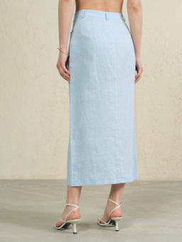 Юбка льняная 003 голубая