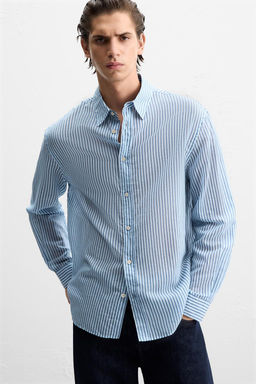 STRIPED COTTON - SILK SHIRT - Zara фото 6