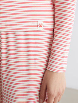 Bisiklet Yaka ?izgili Kad?n Pijama Tak?m?