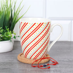 Кружка 400 мл с подставкой под горячее в подарочной ураковке PVS/ K5098/ Красные полоски/АКЦИЯ - ГалеонТрейд фото 2