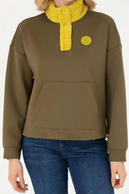 Женский свитшот цвета хаки с воротником стойкой Неожиданная скидка в корзине - U.s. polo assn фото 6