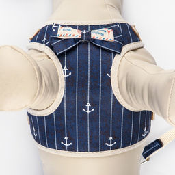 Комплект с мягкой шлейкой Якорь, размер L, поводок 120 х 1,5 см, ОГ 42-76 см, синий - Пижон фото 6