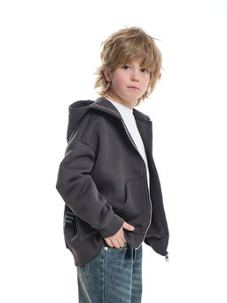 Зипка толстовка для мальчика с шевроном 22-0430 графит - Mini maxi фото 3