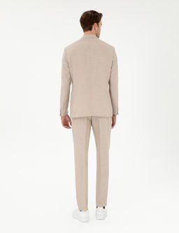 A__k Kahverengi Slim Fit Keten Kar___ml_ Pileli Pantolon