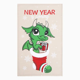 Полотенце Доляна Дракоша в носочке 28х46 см, 100% хл, вафля 160 г/м2  фото 2