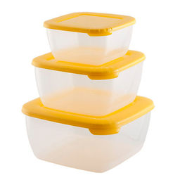 Контейнер для продуктов пластмассовый "Лайт" набор 3 шт: 1,5л - 17х17х8,5см, 0,95л - 15х15х7,5см, 0,46л - 12х12х5,5см, подходит для СВЧ (Россия)