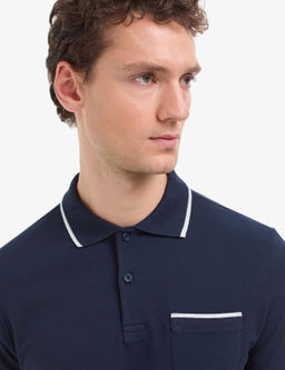 Lacivert Regular Fit %100 Pamuk D__meli Polo Yaka Ti__rt