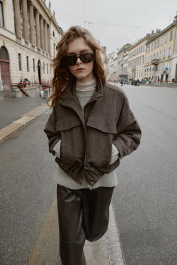 HERRINGBONE BALLOON BOMBER JACKET - Zara фото 8