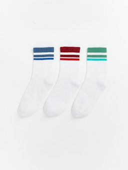 Bask?l? Erkek ?ocuk Soket ?orap 3l?