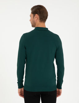 Ye_il Regular Fit Fermuarl_ Polo Yaka Triko Kazak