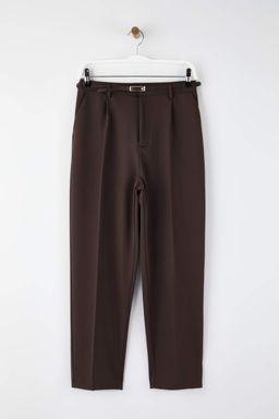 Kahverengi Kemerli Havuc/Salvar Kal?p Dokuma Pantolon TWOAW26PL00167 - Trendyolmilla фото 5