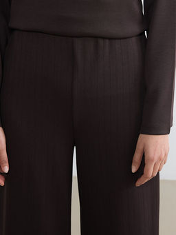 Y?ksek Bel ?izgili Geni? Pa?a Kad?n Pantolon