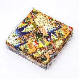 Цена за 5 шт. Коробка для печенья, кондитерская новогодняя упаковка «Новогодняя афиша», 12×12×3 см