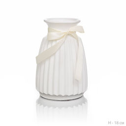 Ваза 18 см с лентой / AB15W /уп 48/ белая