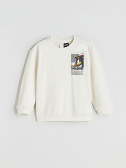 Bisiklet Yaka Sonic Bask?l? Erkek ?ocuk Sweatshirt