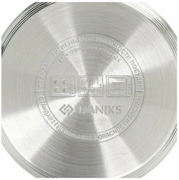 Кастрюля нерж СТАНДАРТ 2л со стекл крышкой мет/ручки матов 16см Daniks SD-16-2 (294419)  фото 14