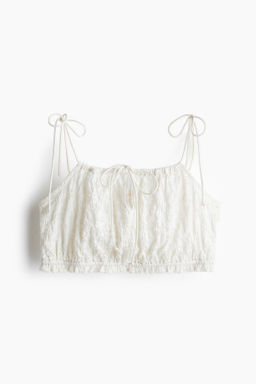 Crop top efecto encaje con tirantes de lazo