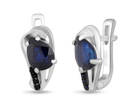 Серьги, сапфир корунд , шпинель, Лилия