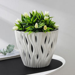 Кашпо для цветов со вставкой «Вдохновение», 4.5 л, d=21.5 см, белое/чёрное