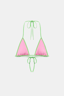 TOP BIKINI TRIANGULAR CONTRASTE / Rosa - Zara фото 7
