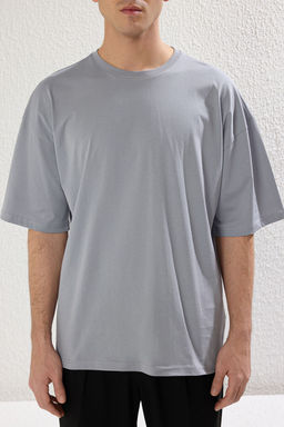 TRENDYOL MAN Gri Oversize/Genis Kesim Meyve S?rt Bask?l? %100 Pamuk T-Shirt TMNSS25TS00052 - Trendyolmilla фото 9