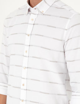 Bej Slim Fit Uzun Kollu G_mlek