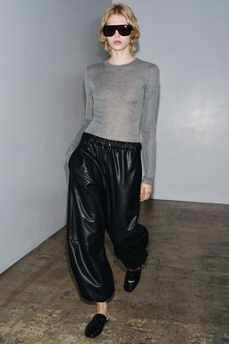 ZW COLLECTION LEATHER EFFECT BALLOON TROUSERS