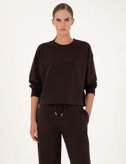 Kahverengi Oversize 2 _plik Sweatshirt