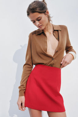 PLAIN POLO COLLAR CARDIGAN