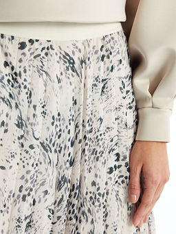 Beli Lastikli Desenli Pileli Kad?n Etek