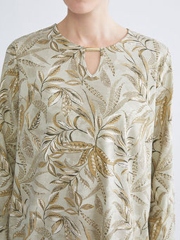 Bisiklet Yaka ?i?ekli Bluz