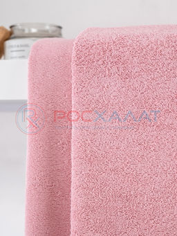 Махровое полотенце без бордюра пудрово-розовое ПМ-102 70х140 - Росхалат фото 2