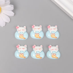 Декор для творчества пластик «Котик в аквариуме», набор 6 шт., 2×2×1 см