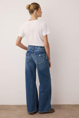Mavi Dusuk Bel Cep Detayl? Wide Leg Genis Paca Jeans TWOAW26JE00173 - Trendyolmilla фото 4