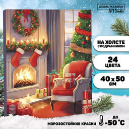 Картина по номерам на новый год на холсте с подрамником Уют, 40?50 см