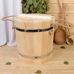 Запарник - ведро для бани и сауны, 9 л, липа, пластиковая вставка, с крышкой, «Добропаровъ»