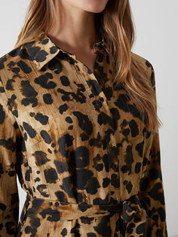 Leopar Desenli Kad?n G?mlek Elbise