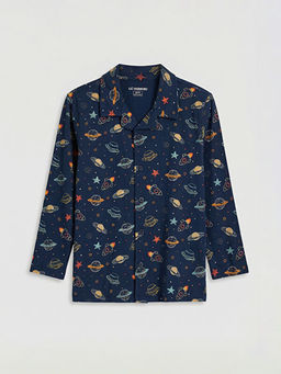 G?mlek Yaka Desenli Erkek ?ocuk Pijama Tak?m