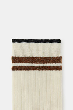 RIBBED SOCKS WITH METALLIC STRIPES - Zara фото 3