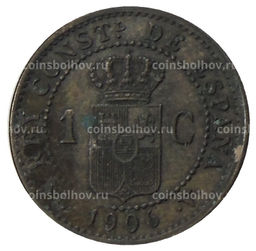 Монета 1 сентимо 1906 года Испания