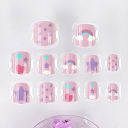 Детские накладные ногти «Милахи», 12 шт., набор с браслетом и заколками