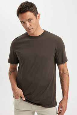 New Regular Fit Bisiklet Yaka Basic Duz %100 Pamuk K?sa Kollu Tisort - Defacto фото 2