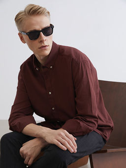 Regular Fit Keten G?r?n?ml? Erkek G?mlek